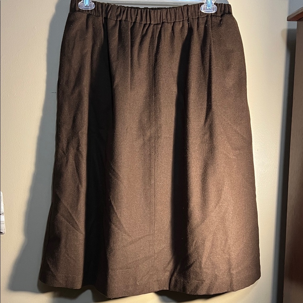 Women's Brown A-Line Skirt with Elastic Waist